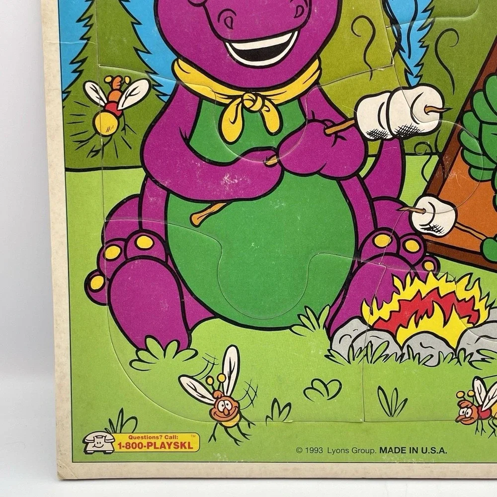 Vintage 1993 Playskool Barney Campfire Friends 6‎ Pc Puzzle Baby Bop USA Lyons